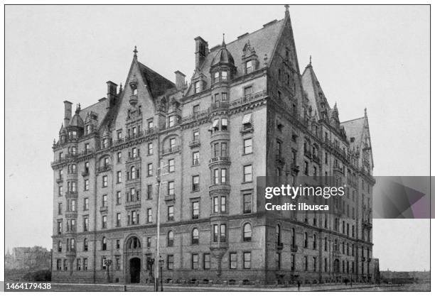 antique photograph of new york: dakota flats - dakota illinois stock illustrations