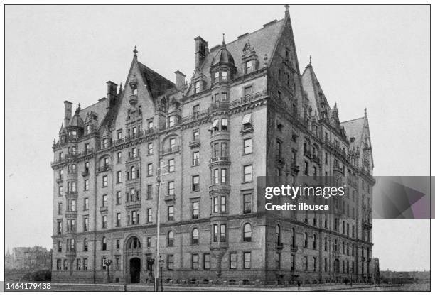 antique photograph of new york: dakota flats - dakota stock illustrations