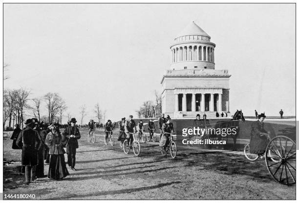 antique photograph of new york: riverside drive and grant's tomb - riverside park manhattan stock illustrations