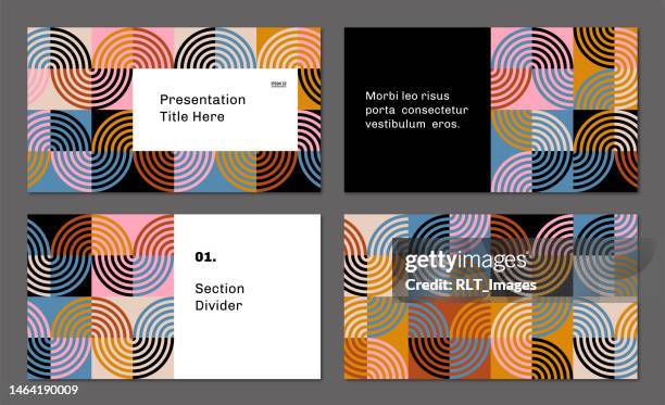 presentation design layout with abstract geometric graphics — wendy system, ipsumco series - semi circle stock illustrations