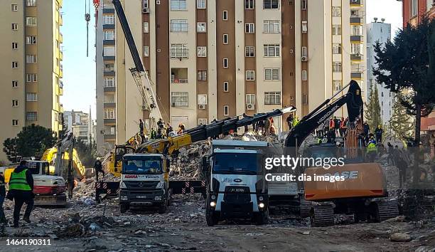 General view of Adana streets and damaged buildings on February 8, 2023 in Adana, Türkiye. An earthquake with a magnitude of 7.8 occurred in the...