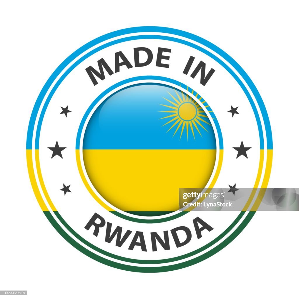 Made In Rwanda Badge Vector Sticker With Stars And National Flag Sign ...