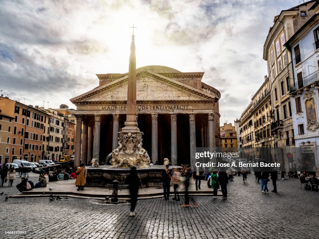 Outside The Pantheon in Rome, Italy.