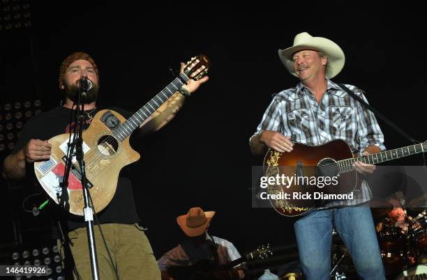 Zac Brown joins Alan Jackson and perform together at the 2012 BamaJam Music and Arts Festival - Day 2 on BamaJam Farms in Enterprise Alabama on June...