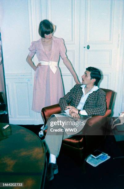 Jacques de Bascher at Chloe Spring 1974 Ready to Wear Collection Advance Preview with Karl Lagerfeld