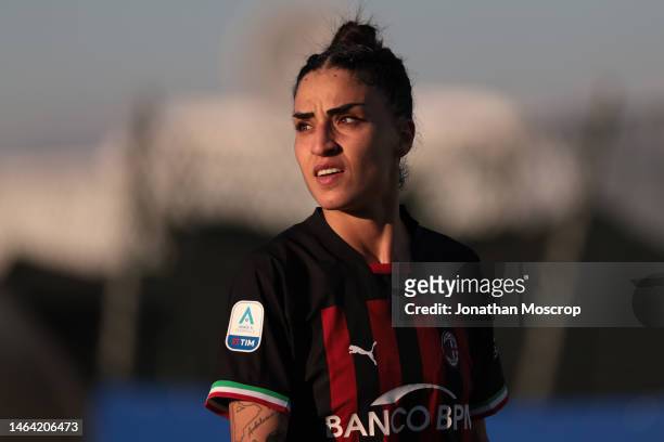 Martina Piemonte of AC Milan looks across her shoulder following the final whistle of the Women's Serie A match between Juventus Women and AC Milan...