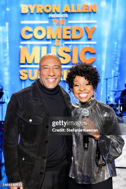 Byron Allen and Gladys Knight attend Byron Allen Presents: The Comedy & Music Superfest on February 06, 2023 in Los Angeles, California.