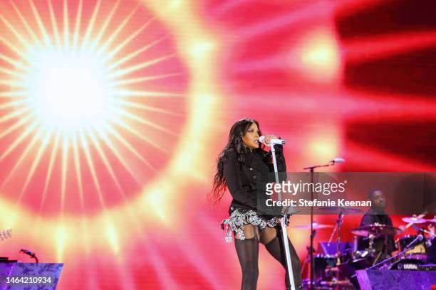 Toni Braxton performs onstage during Byron Allen Presents: The Comedy & Music Superfest on February 06, 2023 in Los Angeles, California.