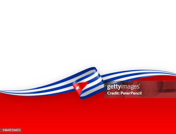 キューバ旗リボン。背景にキューバ国旗の長いバナー。テンプレート。コピー用のスペース。 ベクターイラスト素材 - cuban flag点のイラスト素材／クリップアート素材／マンガ素材／アイコン素材
