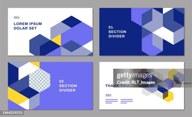 ilustrações de stock, clip art, desenhos animados e ícones de presentation design layout with abstract geometric graphics — dexter system, ipsumco series - apresentação de diapositivos