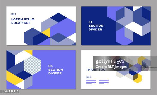 presentation design layout with abstract geometric graphics — dexter system, ipsumco series - power point templates stock illustrations