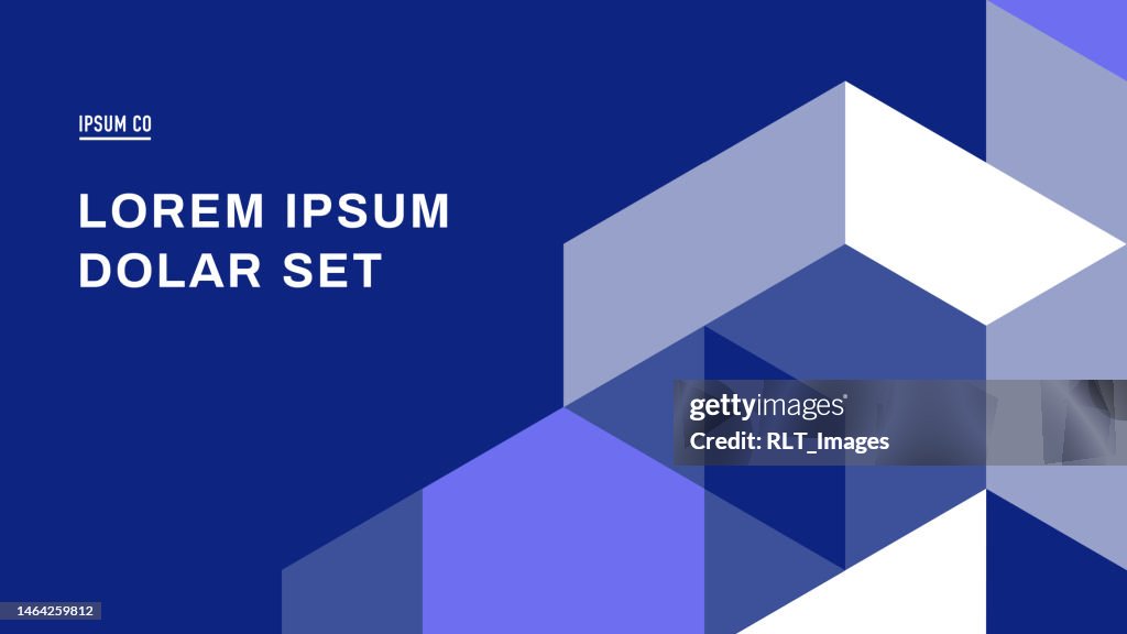 Presentation title slide design layout with abstract geometric graphics — Dexter System, IpsumCo Series