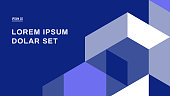 Presentation title slide design layout with abstract geometric graphics — Dexter System, IpsumCo Series