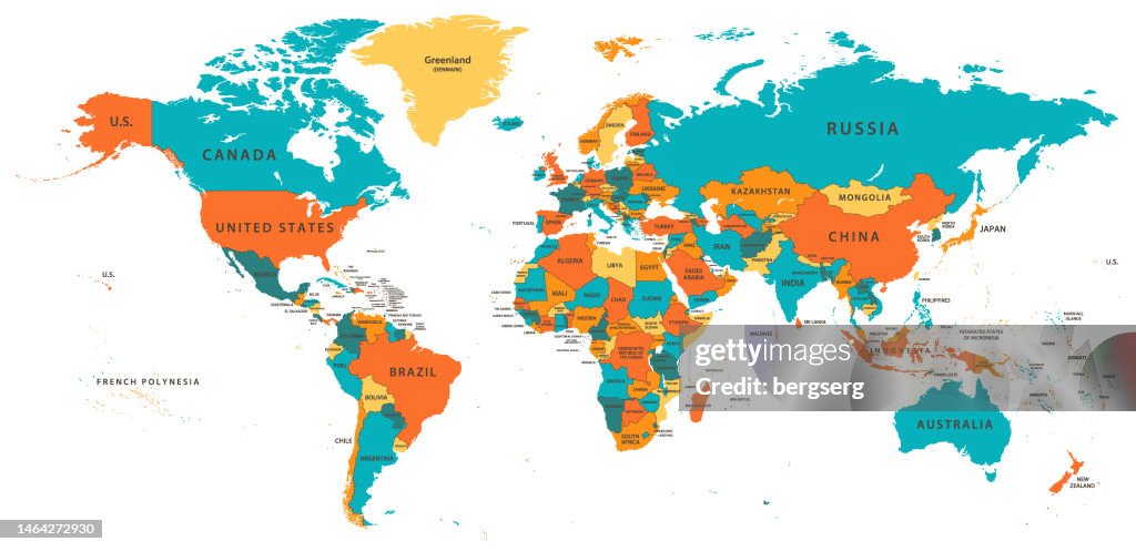 Geo Border High Detailed World Map With Geographical Borders High-Res Vector ...