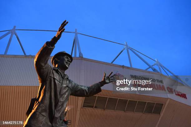 The statue of Bob Stokoe, manager of Sunderland when they won the FA Cup 50 years ago in 1973, is pictured at the Stadium of Light on February 08,...
