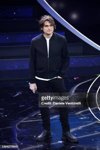 Angelo Duro attends the 73rd Sanremo Music Festival 2023 at Teatro Ariston on February 08, 2023 in Sanremo, Italy.