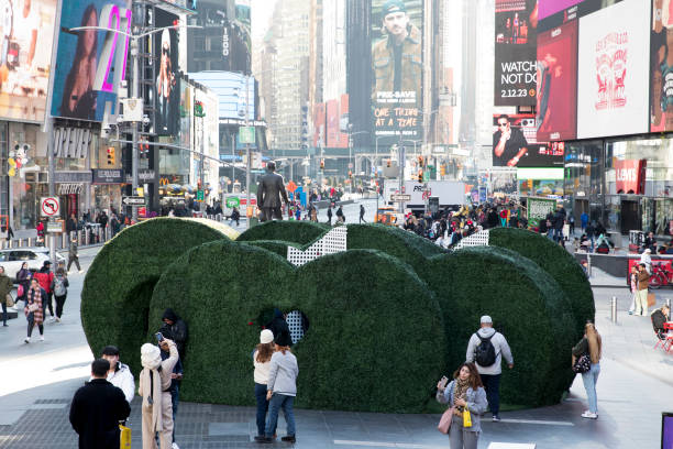 NY: Times Square Prepares For Valentine's Day Celebration