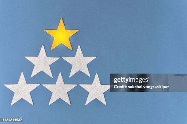 concept of excellence, gold star, the best excellent business services rating customer experience concept - 5 star review stock pictures, royalty-free photos & images