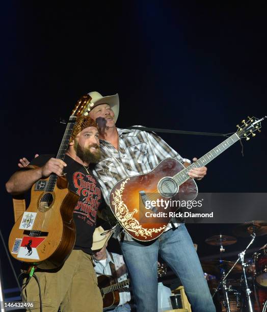 Zac Brown joins Alan Jackson and perform together at the 2012 BamaJam Music and Arts Festival - Day 2 on BamaJam Farms in Enterprise Alabama on June...