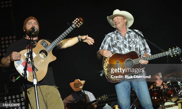 Zac Brown joins Alan Jackson and perform together at the 2012 BamaJam Music and Arts Festival - Day 2 on BamaJam Farms in Enterprise Alabama on June...