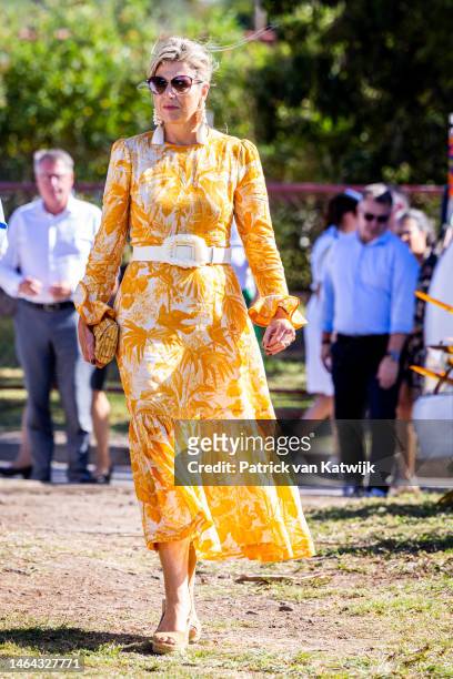 Queen Maxima of The Netherlands visits the nature conservation project at the Dutch Royal Family Tour Of The Dutch Caribbean Islands on February 8,...