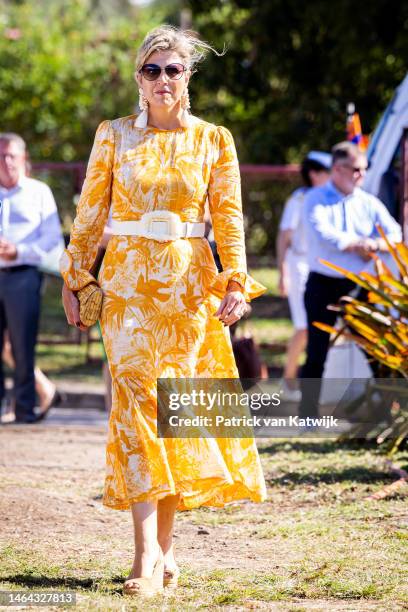 Queen Maxima of The Netherlands visits the nature conservation project at the Dutch Royal Family Tour Of The Dutch Caribbean Islands on February 8,...