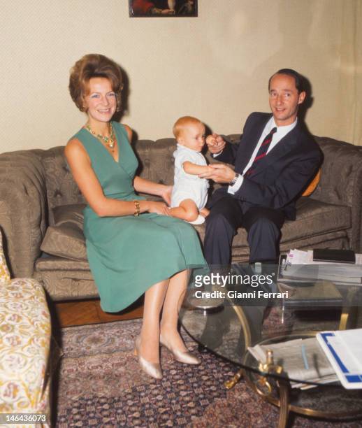 Prince Carlos Hugo de Borbon Parma, former pretender to the Spanish crown, and Princess Irene of the Netherlands in their house in Madrid with their...