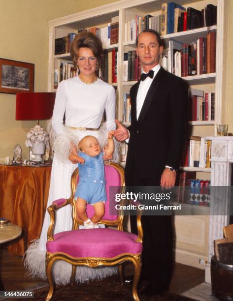 Prince Carlos Hugo de Borbon Parma, former pretender to the Spanish crown, and Princess Irene of the Netherlands in their house in Madrid with their...