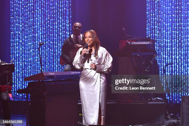 Nicole Lynn speaks during the 2023 Super Bowl Gospel Celebration at Mesa Arts Center on February 08, 2023 in Phoenix, Arizona.