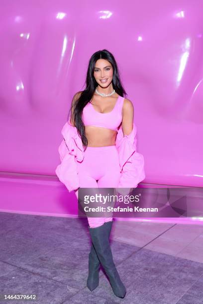 Kim Kardashian attends the SKIMS Valentine's Shop Pop-Up at Westfield Century City on February 08, 2023 in Los Angeles, California.