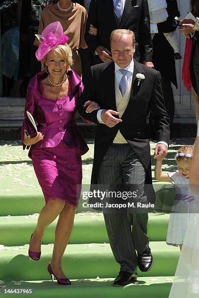 Prince Carlos of Bourbon Parma leavea the Princess Carolina Church Wedding With Mr Albert Brenninkmeijer at Basilica di San Miniato al Monte on June...