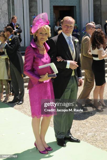 Prince Carlos of Bourbon Parma leave the Princess Carolina Church Wedding With Mr Albert Brenninkmeijer at Basilica di San Miniato al Monte on June...