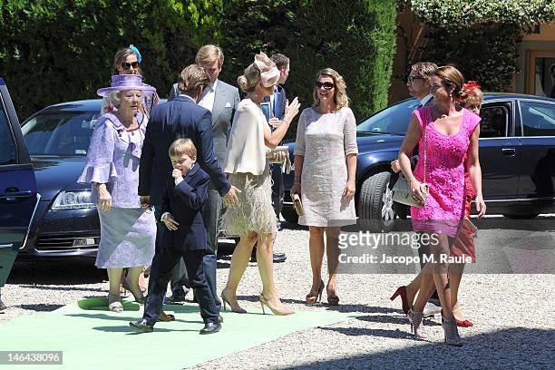Princess Maxima of the Netherlands, Queen Beatrix of the Netherlands and Prince Willem-Alexander arrive for the Princess Carolina Church Wedding With...