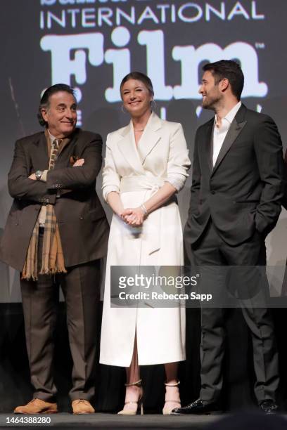 Andy Garcia, Emily VanCamp, and Josh Bowman attend the opening night world premiere of "Miranda's Victim" during the 2023 Santa Barbara International...