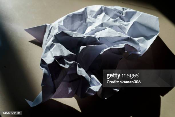 crumpled paper grunge crushed paper texture with light and shadow copy space - 丸くなる ストックフォトと画像