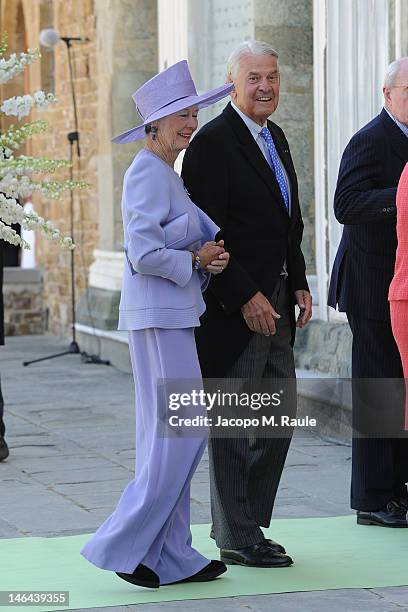 Guests arrive for the Princess Carolina Church Wedding With Mr Albert Brenninkmeijer at Basilica di San Miniato al Monte on June 16, 2012 in...