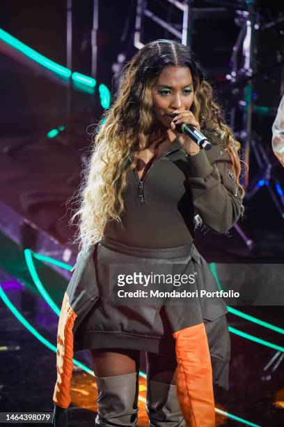 American singer Black Eyed Peas Stacy Ann Ferguson, a member of Black Eyed Peas music group at 73 Sanremo Music Festival. Second evening. Sanremo ,...