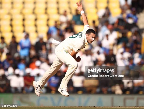 Scott Boland of Australia bowls during day one of the First Test match in the series between India and Australia at Vidarbha Cricket Association...