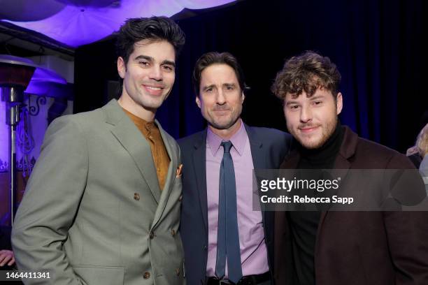 Sebastian Quinn, Luke Wilson, and Nolan Gould attend the opening night world premiere of "Miranda's Victim" after party during the 2023 Santa Barbara...