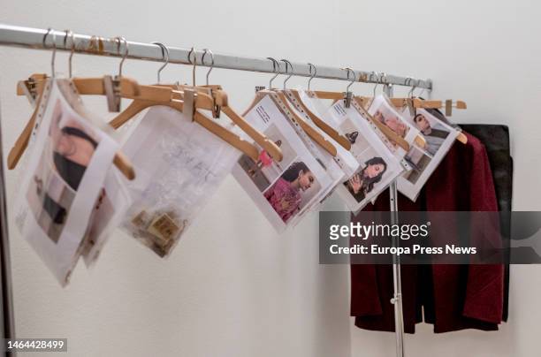 Details of sets of clothes of the respective dancers perched backstage prior to the parade of 20 dancers of the Real Conservatorio Profesional de...