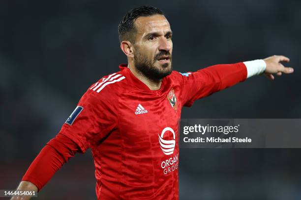 Ali Maaloul of Al Ahly during the FIFA Club World Cup Morocco 2022 Semi Final match between Al Ahly v Real Madrid CF at Prince Moulay Abdellah on...