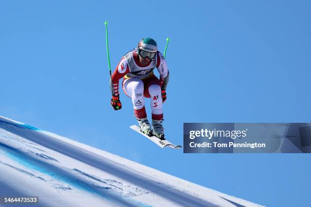 Vincent Kriechmayr of Austria competes during Men's Super G at the FIS Alpine World Championships on February 09, 2023 in Courchevel, France.