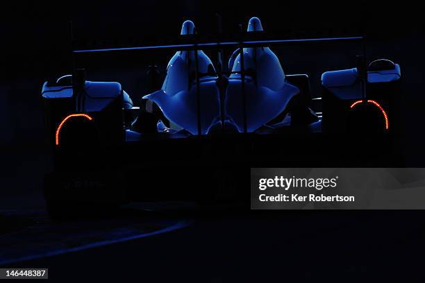 The JRM Racing HPD ARX 03a Honda of David Brabham, Karun Chandhok and Peter Drumbreck drives during the Le Mans 24 Hour race at the Circuit de la...