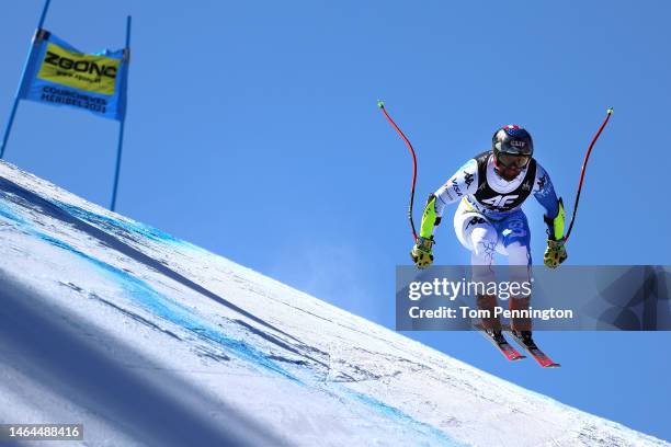 Travis Ganong of United States competes during Men's Super G at the FIS Alpine World Championships on February 09, 2023 in Courchevel, France