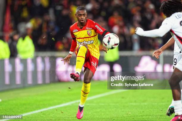 David Pereira Da Costa of RC Lens in action during the Ligue 1 Uber Eats match between RC Lens and OGC Nice at Stade Bollaert-Delelis on February 1,...