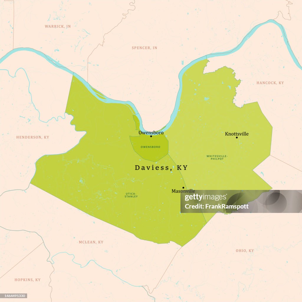 KY Daviess County Vector Map Green