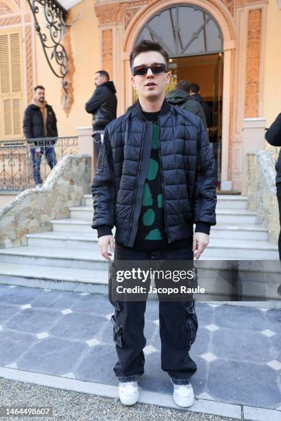 William Busetti is seen during the "Oltre Il Festival" project by RadioMediaset during the 73rd Sanremo Music Festival 2023 at Villa Nobel on...