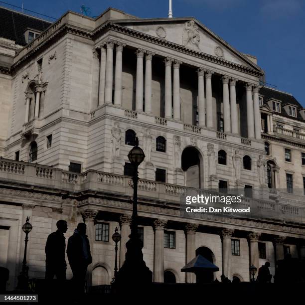Views around the Bank of England on February 09, 2023 in London, United Kingdom.