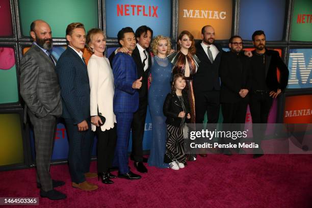 Left to Right -- Geoffrey Cantor, unknown, unknown, Billy Magnussen, Trudie Styler, Rome Kanda, Cary Fukunaga, Julia Garner, Aaralyn Anderson, Emma...