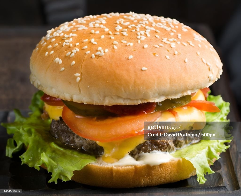 Close-up of burger on table,Purwakarta,Indonesia